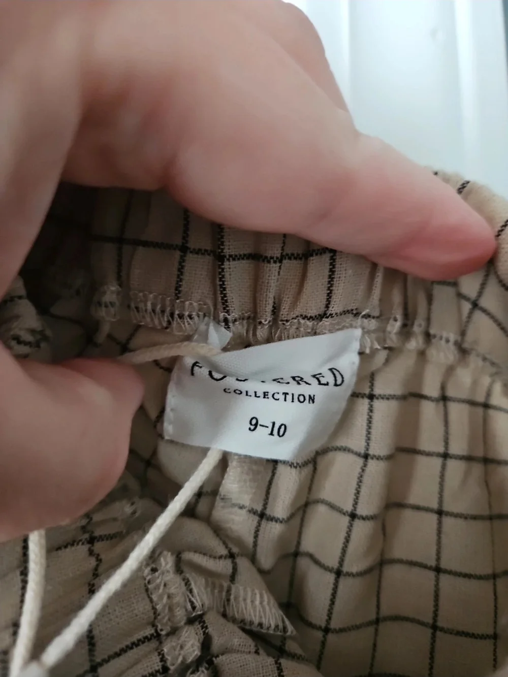 Fostered Kids Beige Grid Drawstring Chinos